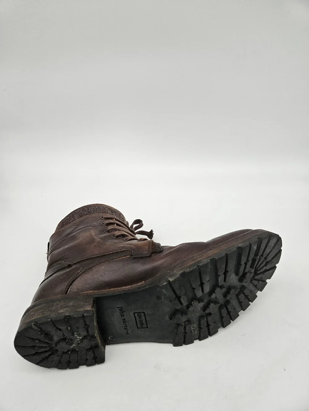 JOHN VARVATOS Tahoe Felt Work Boots Distressed Brown Leather 11.5 Made in Italy